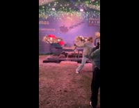 Woman white sweater dances on the sleigh