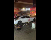 Ghostbuster car burned in middle of road