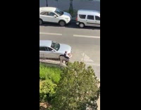 Collab BitchMP - Man on sidewalk playing trumpet in Paris France