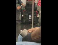 Guy on subway cleans shoe with toothbrush 