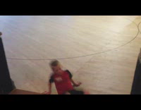 Boy falls on his butt trying to skate 