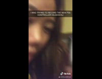 Girl records sound of ps5 controller 