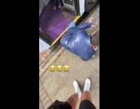 Man steps out from bus and falls on ground
