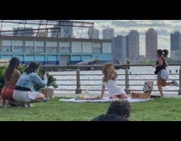 Woman white dress picnic photo shoot park