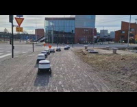 Delivery robot traffic cant cross the street
