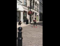 Two woman workout outfit photo shoot sidewalk