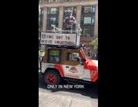 Collab WINY - Man wolf mask rap over Jurassic park jeep