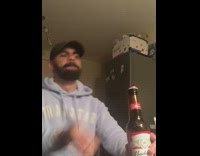 Blue sweater guy opens beer knife fail