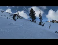 Ski double backflip fail cabin black helmet