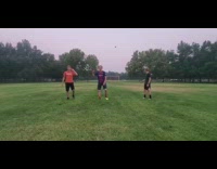 Boys wait metal sound ball hit goal