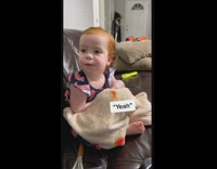 Little girl asking dad for sandwich