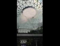 Waterfalls inside the airport from the ceiling