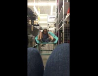 Kid sits blue bungee chair falls backwards 