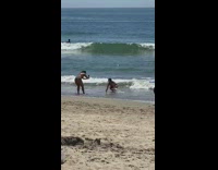 Girl  black bikini fierce walk lay sand part 2