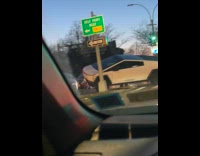 Car passed by cybertruck crashed on stoplight