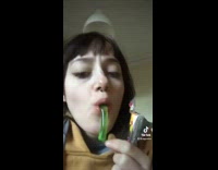 Collab BitchIG2 - Girl accidentally sucks out entire green jello rope piece