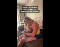 Lady Stutters as she Speaks Spanish to Baby