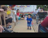 Kid reaction with toy car birthday gift
