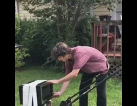 Guy lawnmower hot pocket microwave