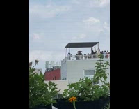 Rooftop wedding in rain