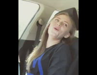 Girl sings I Will Always Love You in the car and points to woman recording