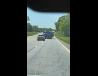 Swimming pool transported by truck on road