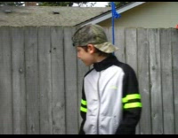 Boy tries rope swing and fell down