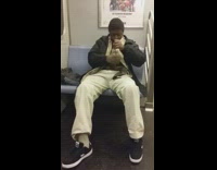 NSFW mentally disabled man in khaki clothing on subway 