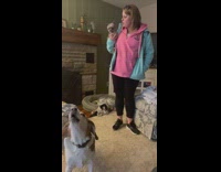 Puppy carried and learned how to howl from other dogs