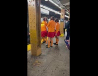 Five Velmas from Scooby Doo Wait for Train