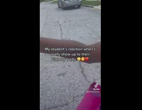 Teacher shows up to students birthday party