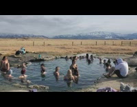 Girl hot spring picture mountains