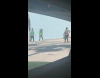 Cube robot head dribbles basketball 