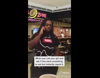 Black shirt guy phone green screen restaurant 