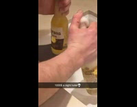 Guy uses bottle to open other bottle and breaks sink 