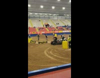 guy red atv hits blue wall through blue door