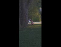 Woman thong underwear butt shot park kid