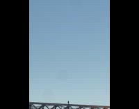 Random guy stands on top of bridge
