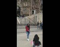 girl in red road historic church