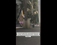 Girl pink dress brown trench coat photo