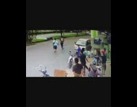 Motorcyclist falls into ditch 