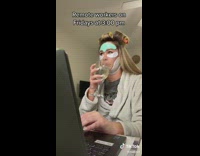 Woman working from home gets ready on Friday