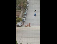 Three women bikini dance empty road pictorial