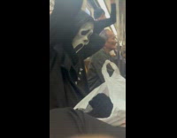 Collab Subway Creatures - Man ghostface mask necklace with blue lights