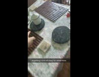 Dog barks at guy until it gets wheat thin 