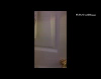 Guy closes white bedroom door opens again 