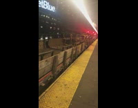 blue credit card on train 