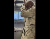 Guy shaves head with razor on subway 
