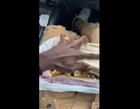 Guy aggressively opens grips food box 