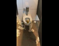 Smashed toilet seat sink and urinal dirty
